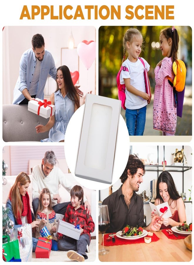 Limbeuuu 50 Pcs Jewelry Packaging Boxes 5.4"x3.4"x0.7" Paper Necklace Gift Box Bulk with Clear Window 50 Display Card 60 Sticker for Displaying Necklaces Rings Bracelets Earrings(White) - Image 5